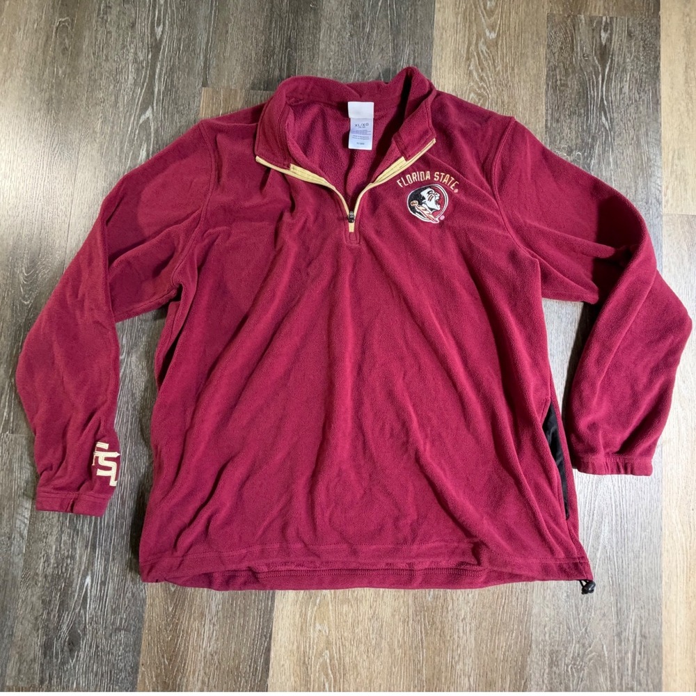 Knights Apparel FSU Fleece Pullover Mens XL Burgundy Florida State Quarter Zip
